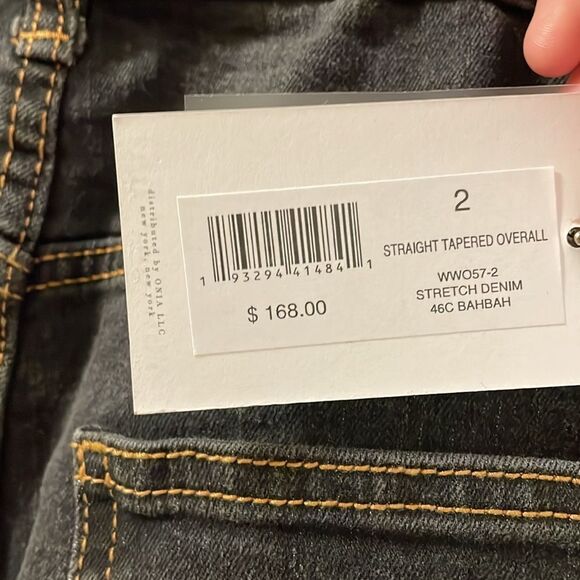 NWT WEWOREWHAT women’s size 2 straight tapered adjustable long overall jeans - Picture 12 of 15